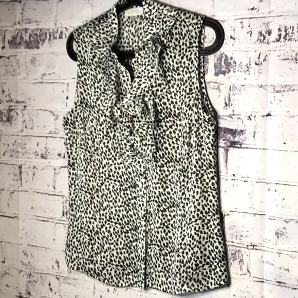 Tahari Leopard Print Button Down Woman's Sleeveless Top Size Small - Picture 2 of 7